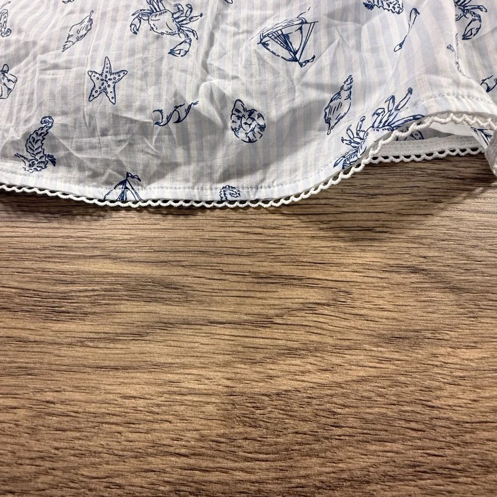 Tommy Bahama Girls Nautical Smocked Dress Blue White Stripe Size 5 Preppy
